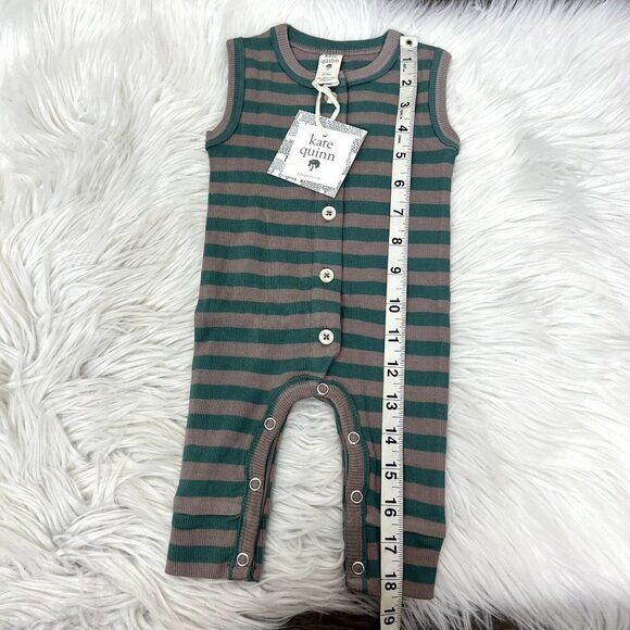Kate Quinn Baby 0-3 Months Sagebrush Stripe Sleeveless Button Sport Jumpsuit - Picture 5 of 5